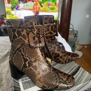 Jeffery Campbell calf hair Leopard and Snake Print leather Ankle Boots size 6.5
